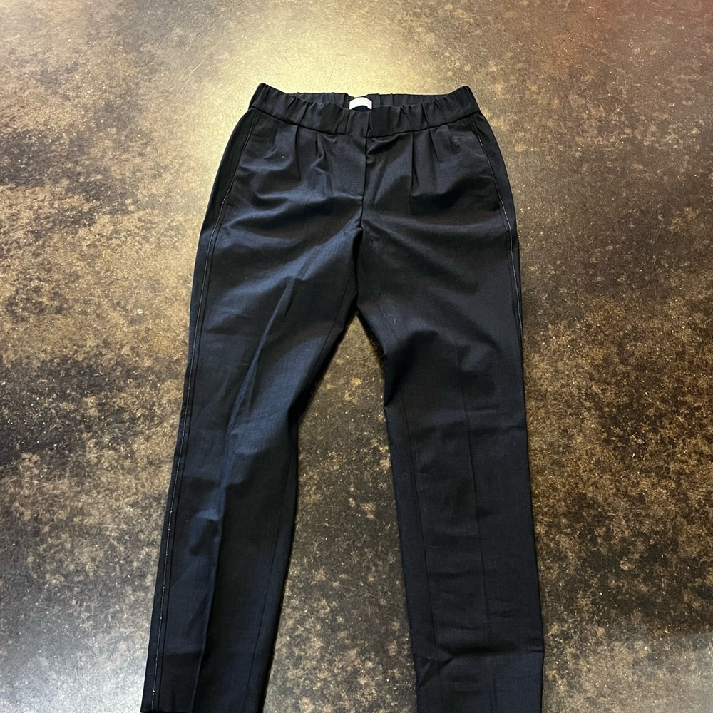 Brunello Cucinelli Gray wool monili trim Ankle Cropped Pants